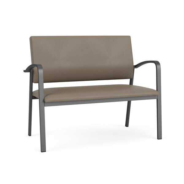Lesro Newport 2 Seat Tandem Seating Metal Frame No Center Arms, Charcoal, MD Farro Upholstery NP1501 - main